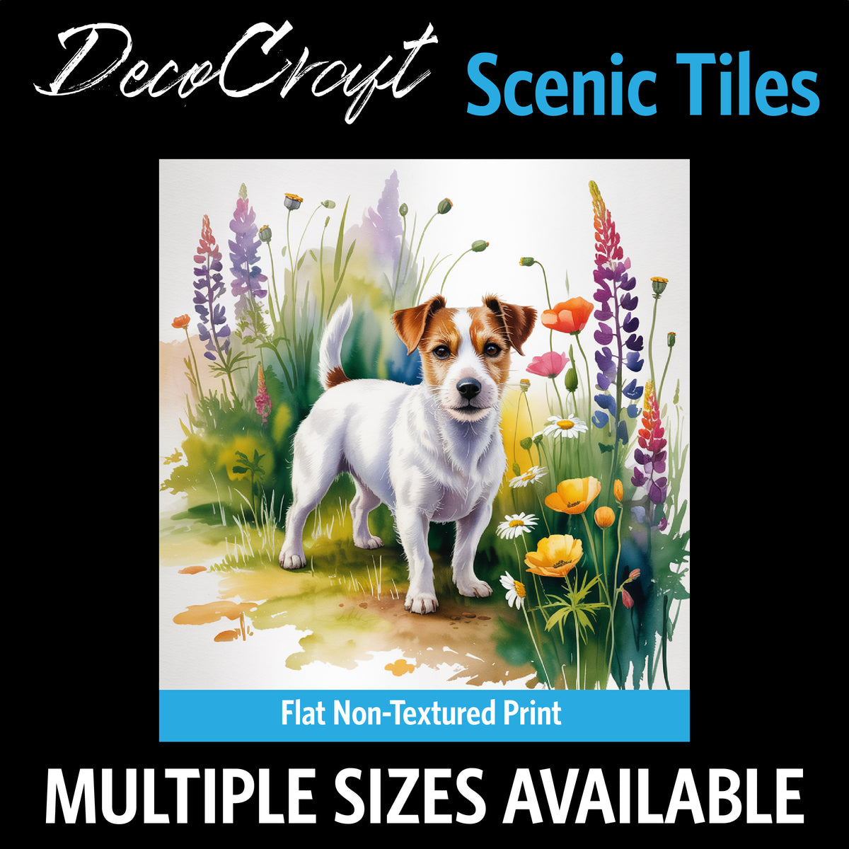 DecoCraft - Scenic Tiles Series - Watercolor Pets - Russell Terrier