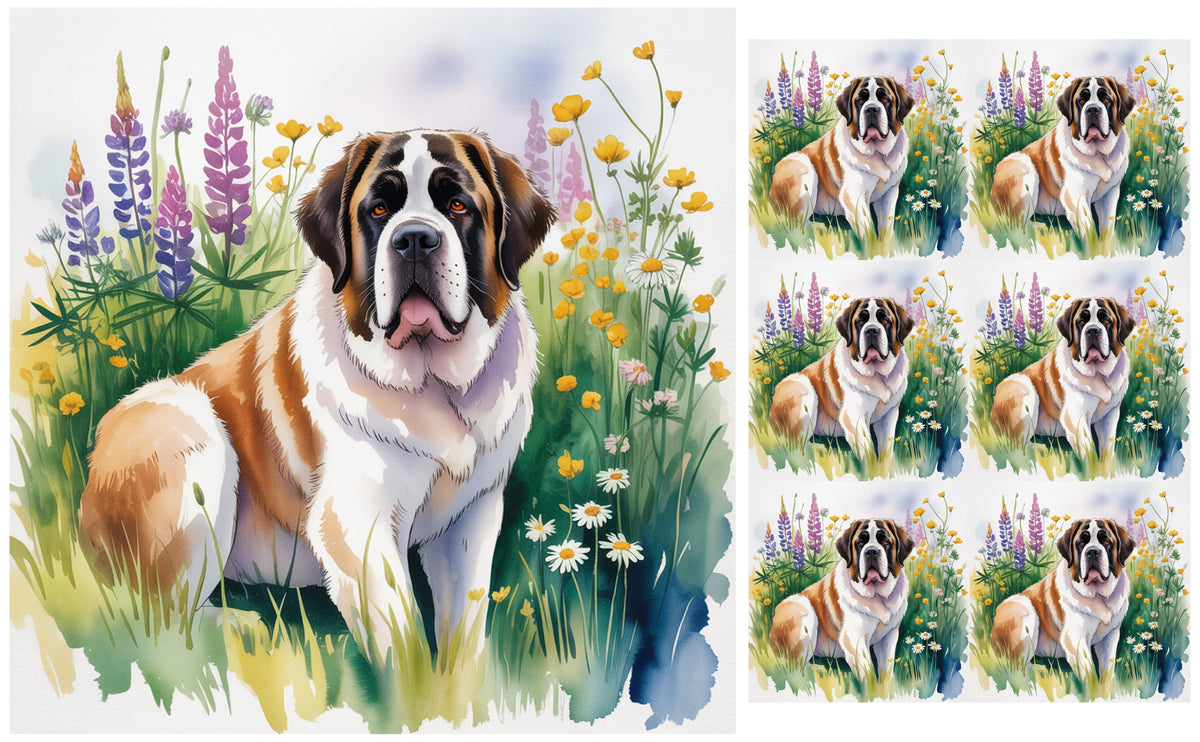DecoCraft - Scenic Tiles Series - Watercolor Pets - Saint Bernard
