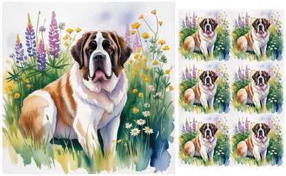 DecoCraft - Scenic Tiles Series - Watercolor Pets - Saint Bernard