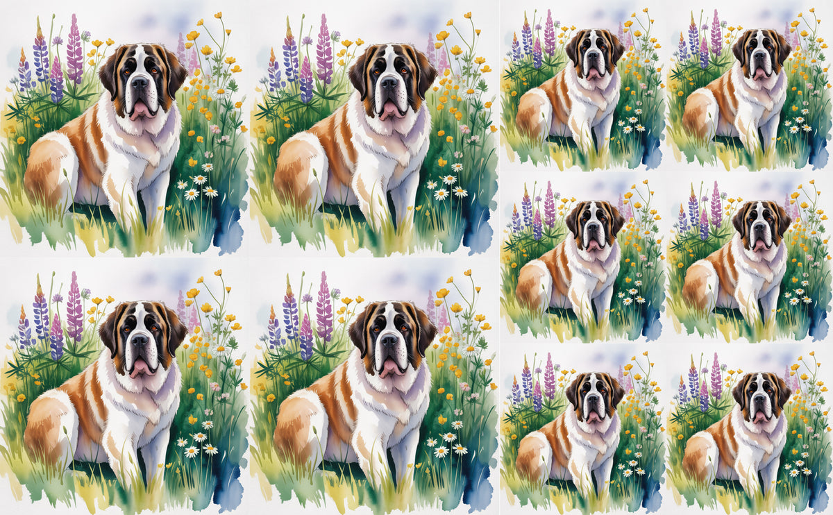 DecoCraft - Scenic Tiles Series - Watercolor Pets - Saint Bernard
