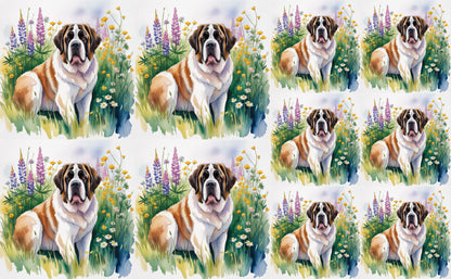 DecoCraft - Scenic Tiles Series - Watercolor Pets - Saint Bernard