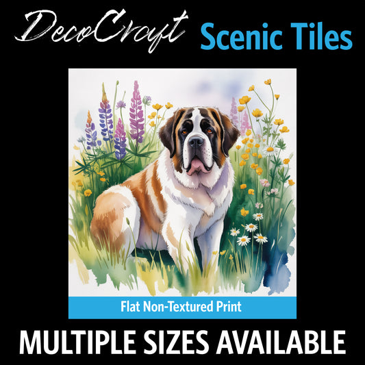 DecoCraft - Scenic Tiles Series - Watercolor Pets - Saint Bernard