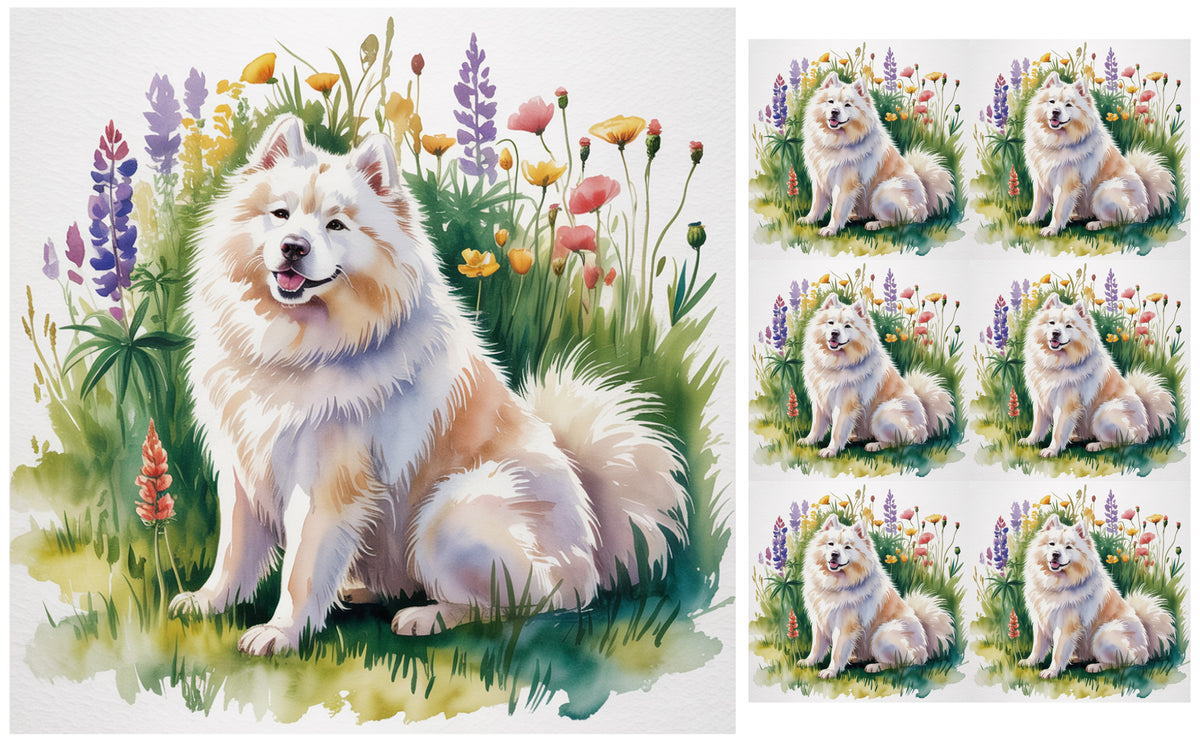 DecoCraft - Scenic Tiles Series - Watercolor Pets - Samoyed