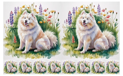 DecoCraft - Scenic Tiles Series - Watercolor Pets - Samoyed
