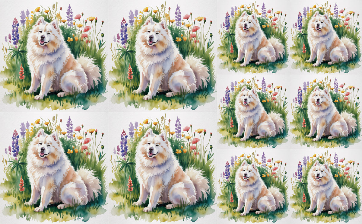DecoCraft - Scenic Tiles Series - Watercolor Pets - Samoyed