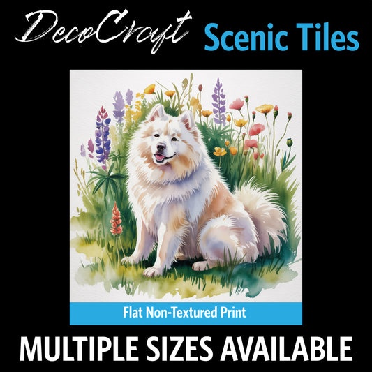 DecoCraft - Scenic Tiles Series - Watercolor Pets - Samoyed