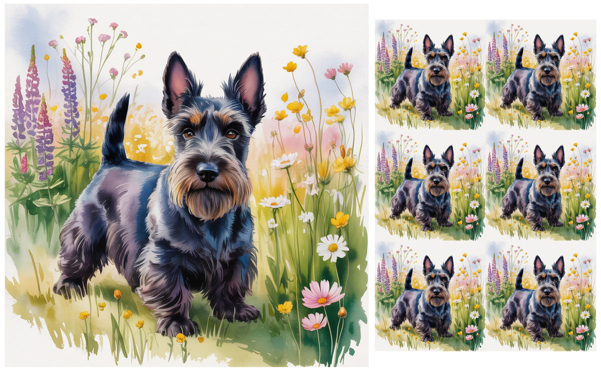 DecoCraft - Scenic Tiles Series - Watercolor Pets - Scottish Terrier