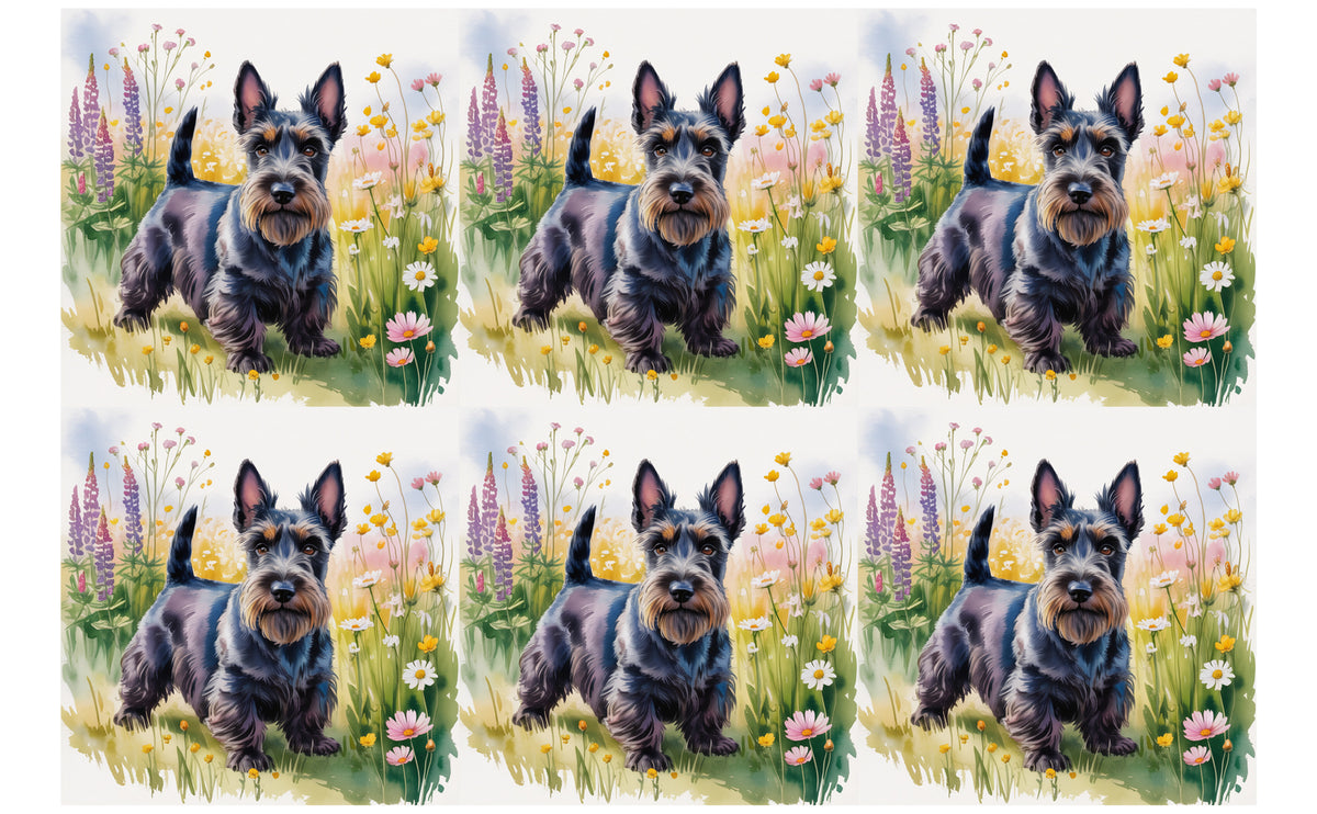 DecoCraft - Scenic Tiles Series - Watercolor Pets - Scottish Terrier