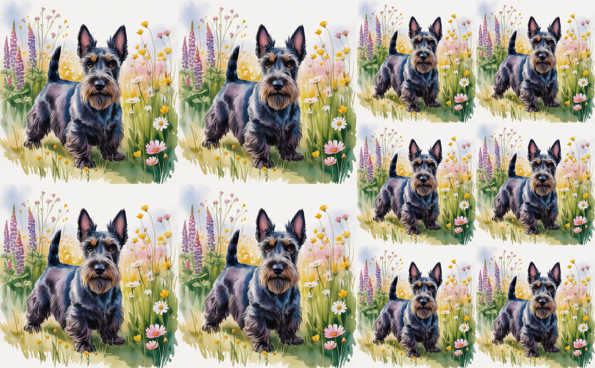 DecoCraft - Scenic Tiles Series - Watercolor Pets - Scottish Terrier