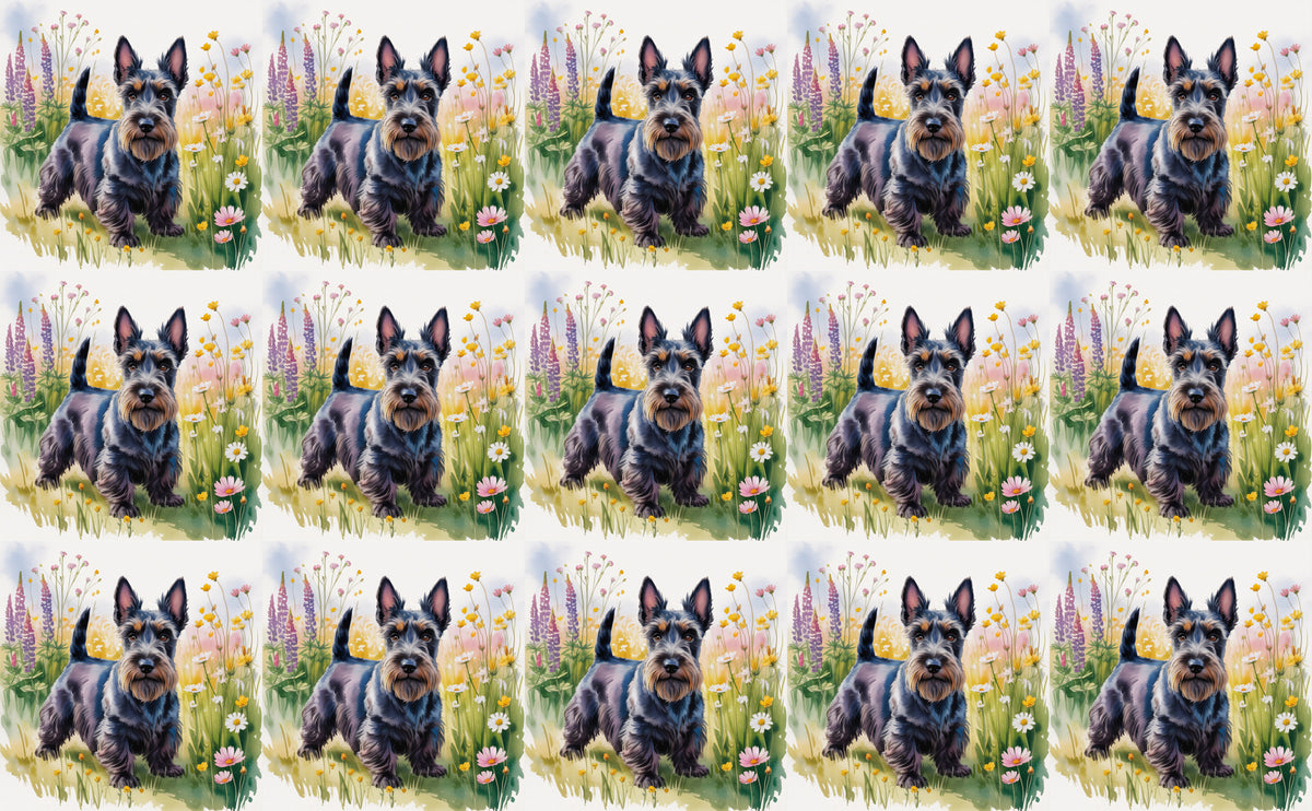 DecoCraft - Scenic Tiles Series - Watercolor Pets - Scottish Terrier