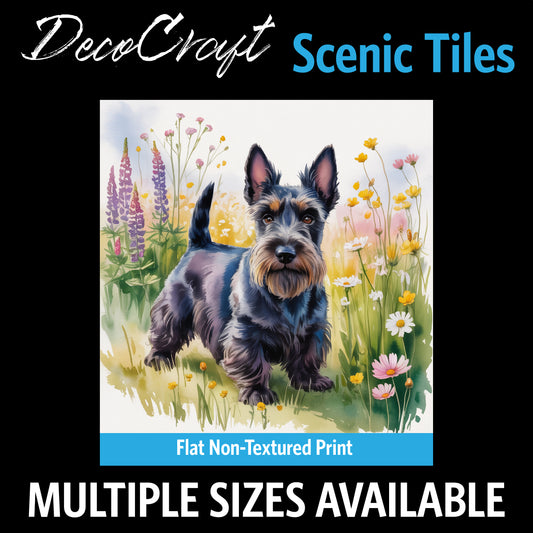 DecoCraft - Scenic Tiles Series - Watercolor Pets - Scottish Terrier