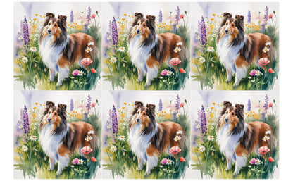 DecoCraft - Scenic Tiles Series - Watercolor Pets - Shetland Sheepdog