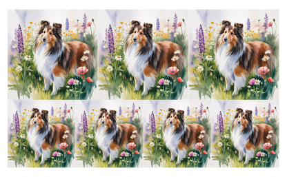 DecoCraft - Scenic Tiles Series - Watercolor Pets - Shetland Sheepdog
