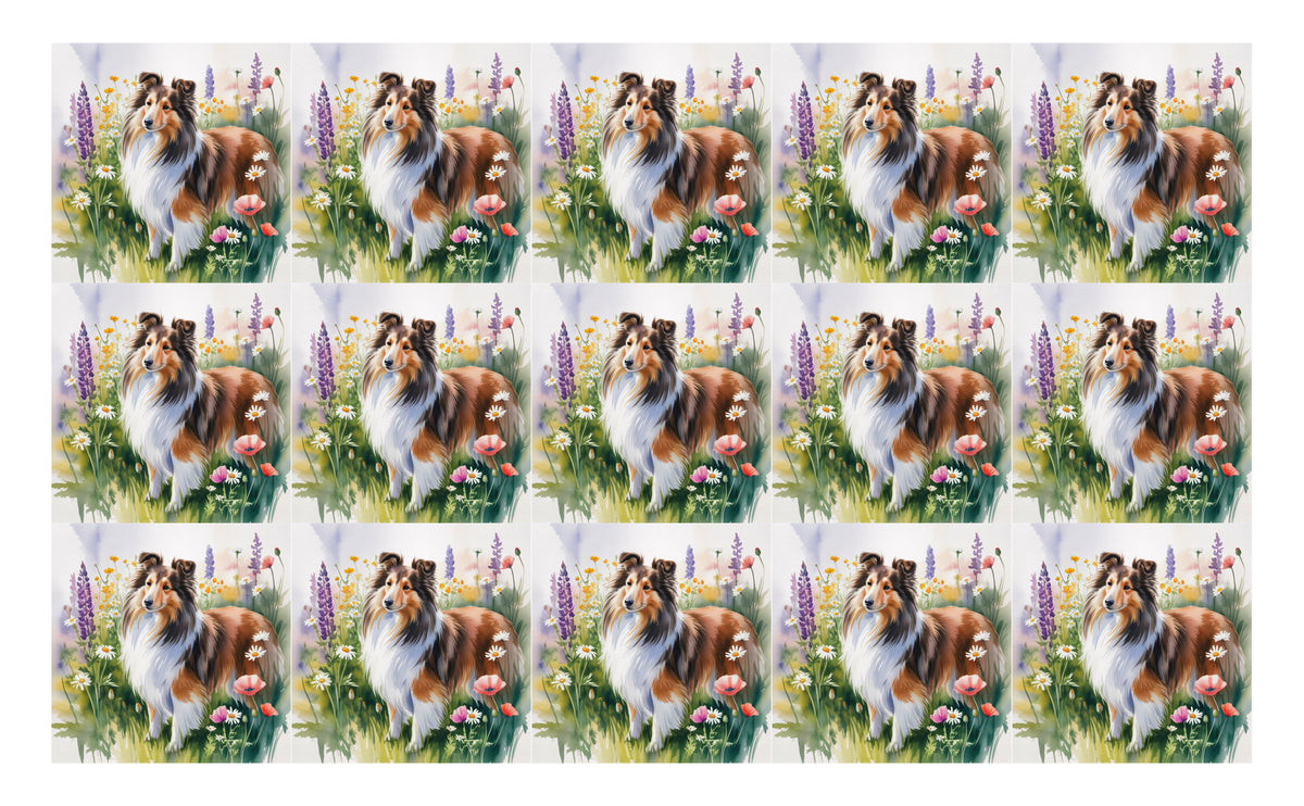 DecoCraft - Scenic Tiles Series - Watercolor Pets - Shetland Sheepdog
