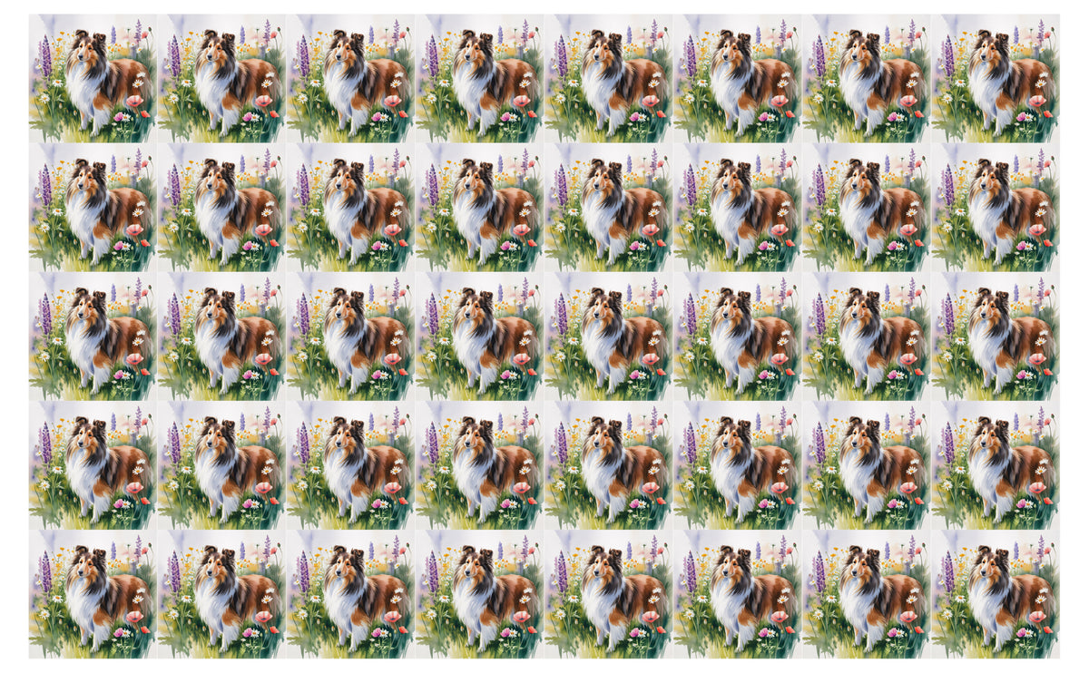 DecoCraft - Scenic Tiles Series - Watercolor Pets - Shetland Sheepdog