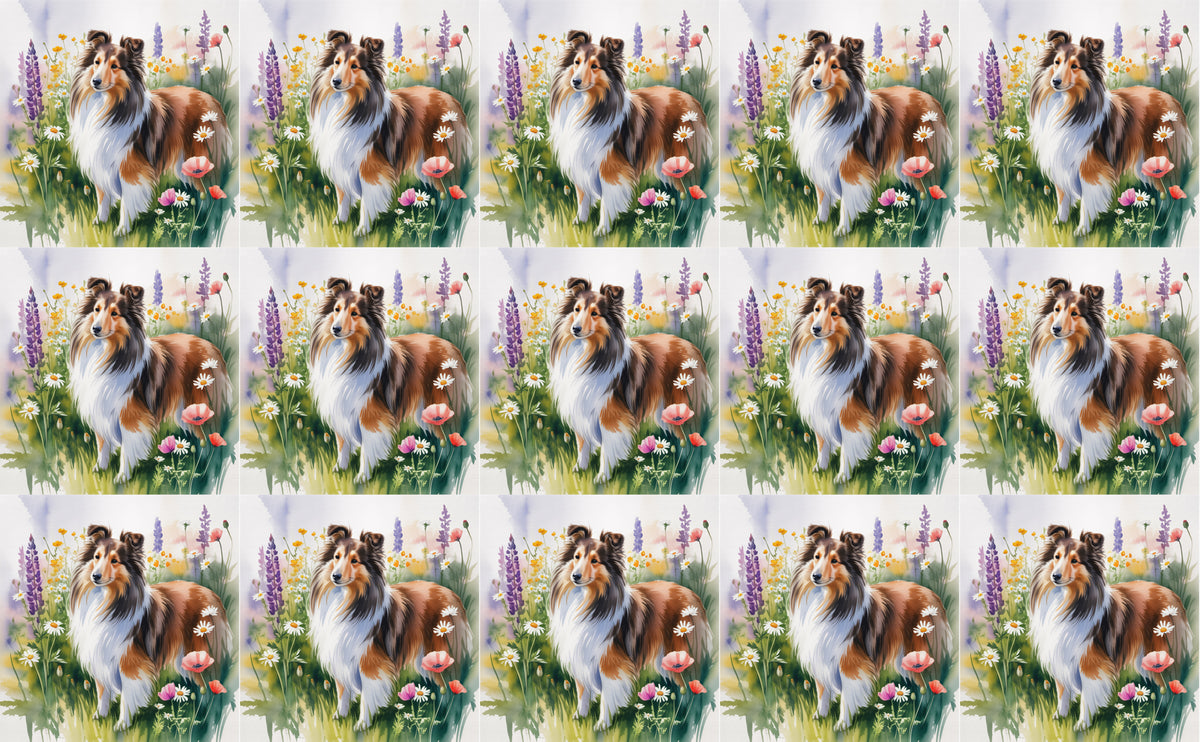 DecoCraft - Scenic Tiles Series - Watercolor Pets - Shetland Sheepdog