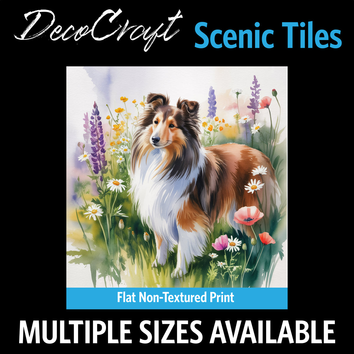 DecoCraft - Scenic Tiles Series - Watercolor Pets - Shetland Sheepdog