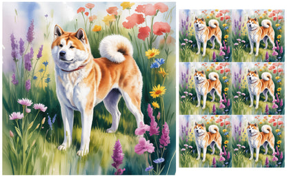 DecoCraft - Scenic Tiles Series - Watercolor Pets - Akita