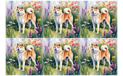 DecoCraft - Scenic Tiles Series - Watercolor Pets - Akita