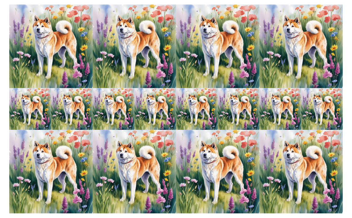 DecoCraft - Scenic Tiles Series - Watercolor Pets - Akita