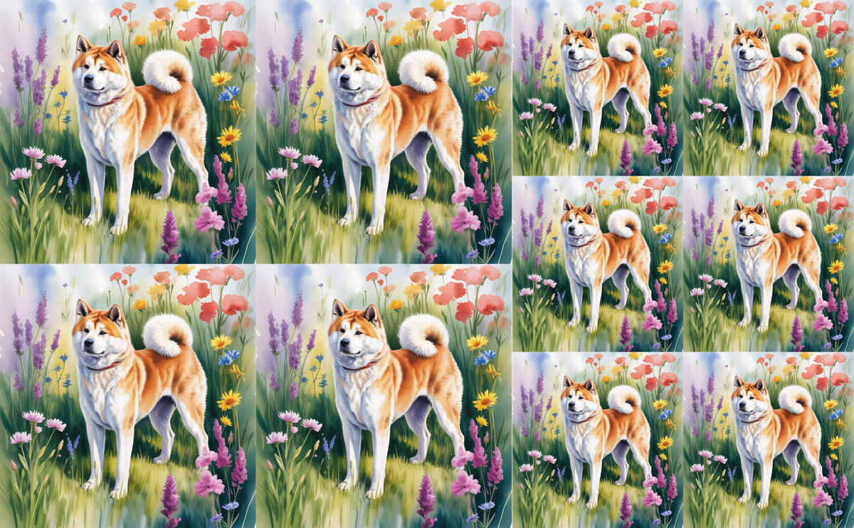 DecoCraft - Scenic Tiles Series - Watercolor Pets - Akita