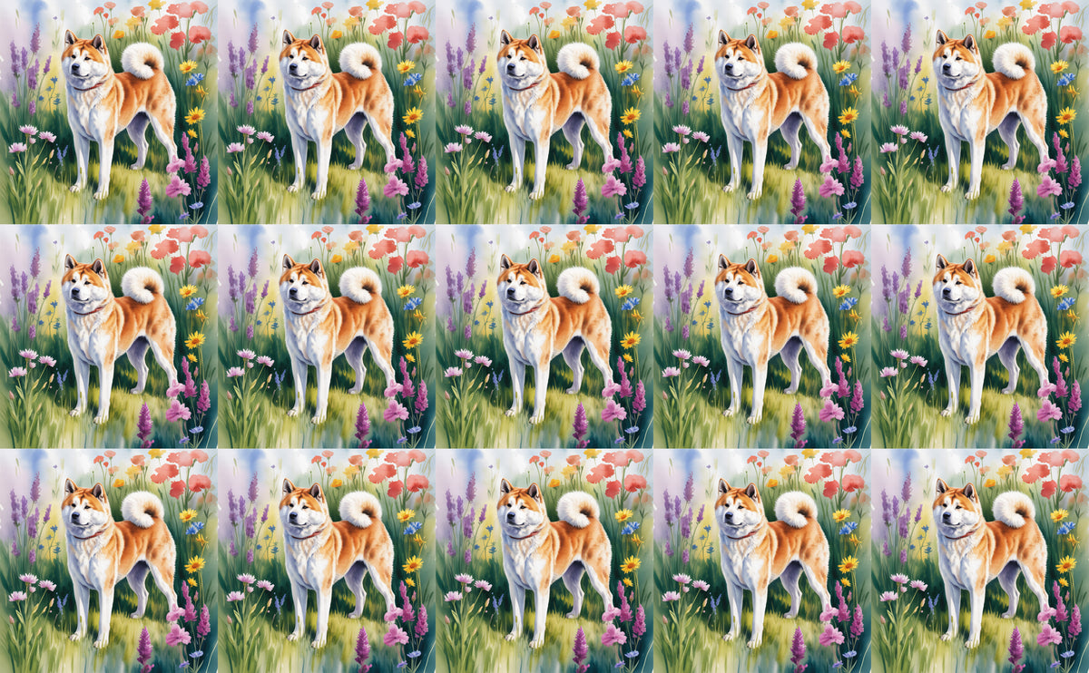 DecoCraft - Scenic Tiles Series - Watercolor Pets - Akita