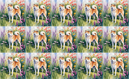 DecoCraft - Scenic Tiles Series - Watercolor Pets - Akita