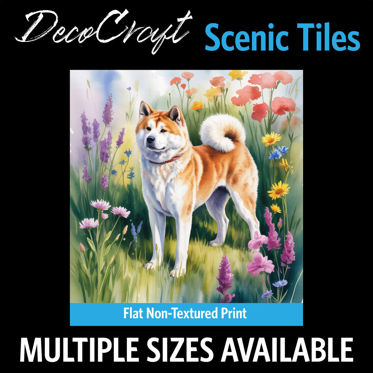 DecoCraft - Scenic Tiles Series - Watercolor Pets - Akita