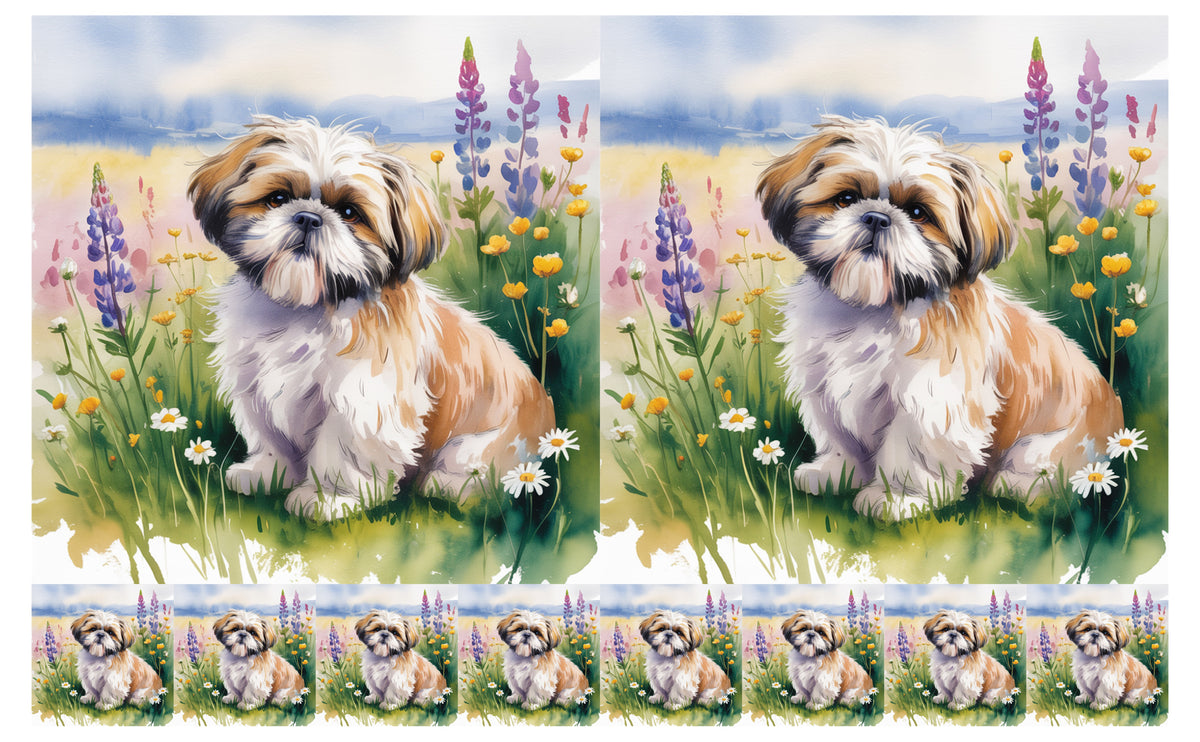DecoCraft - Scenic Tiles Series - Watercolor Pets - Shih Tzu