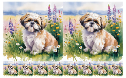 DecoCraft - Scenic Tiles Series - Watercolor Pets - Shih Tzu