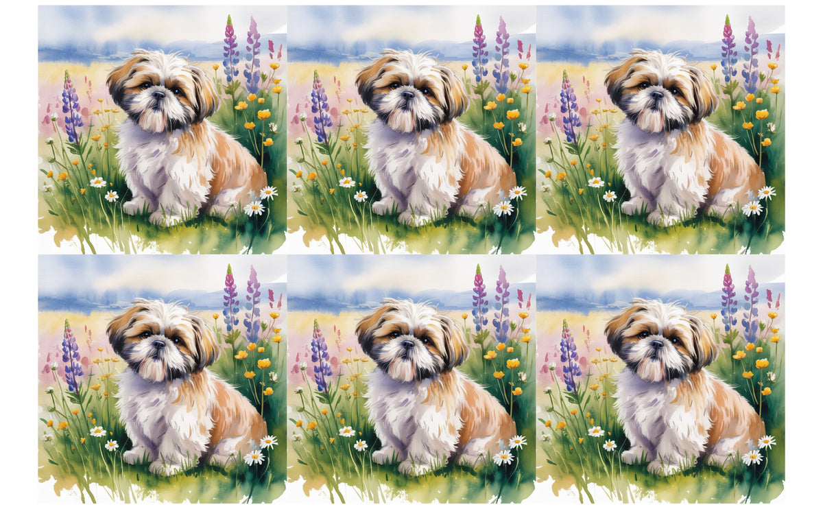 DecoCraft - Scenic Tiles Series - Watercolor Pets - Shih Tzu