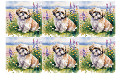 DecoCraft - Scenic Tiles Series - Watercolor Pets - Shih Tzu