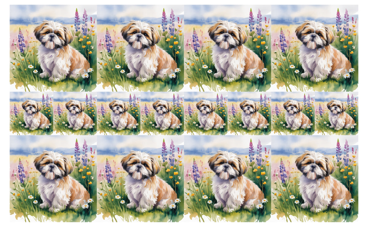 DecoCraft - Scenic Tiles Series - Watercolor Pets - Shih Tzu