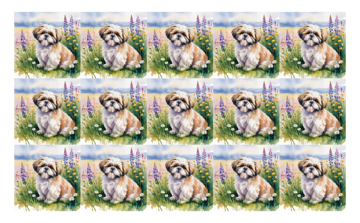 DecoCraft - Scenic Tiles Series - Watercolor Pets - Shih Tzu
