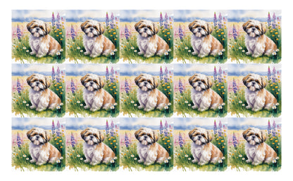 DecoCraft - Scenic Tiles Series - Watercolor Pets - Shih Tzu