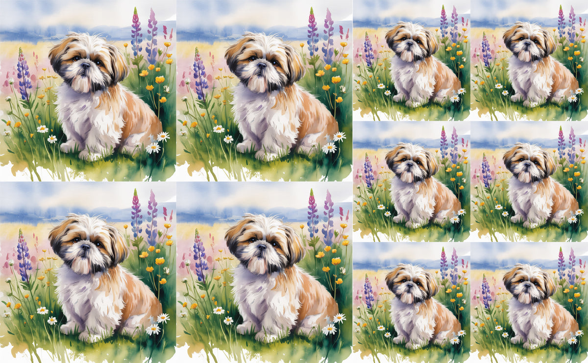 DecoCraft - Scenic Tiles Series - Watercolor Pets - Shih Tzu