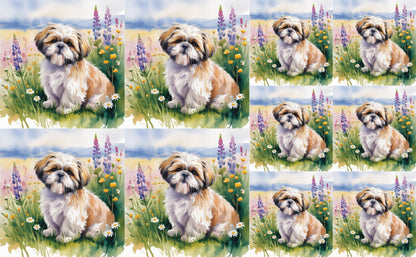 DecoCraft - Scenic Tiles Series - Watercolor Pets - Shih Tzu