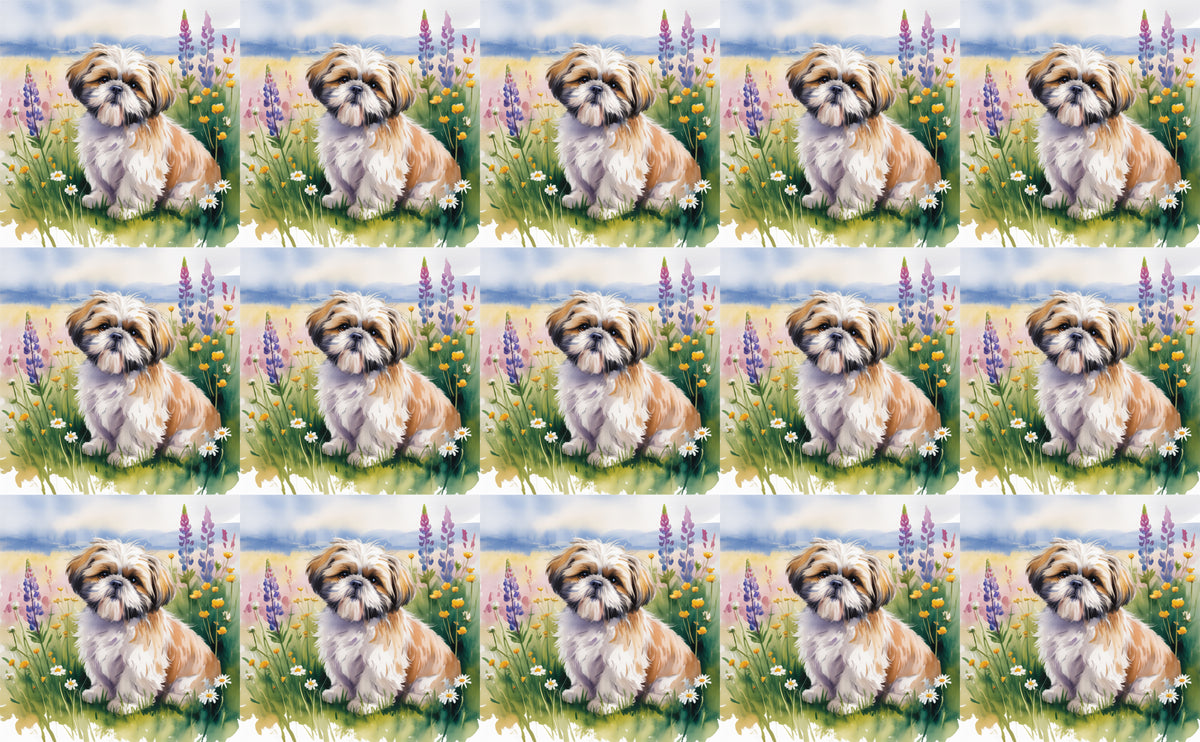DecoCraft - Scenic Tiles Series - Watercolor Pets - Shih Tzu