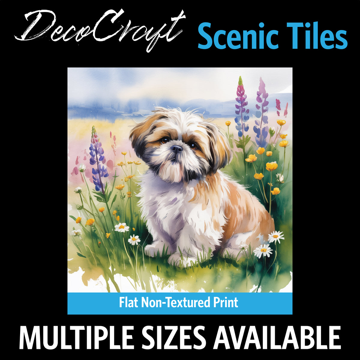 DecoCraft - Scenic Tiles Series - Watercolor Pets - Shih Tzu