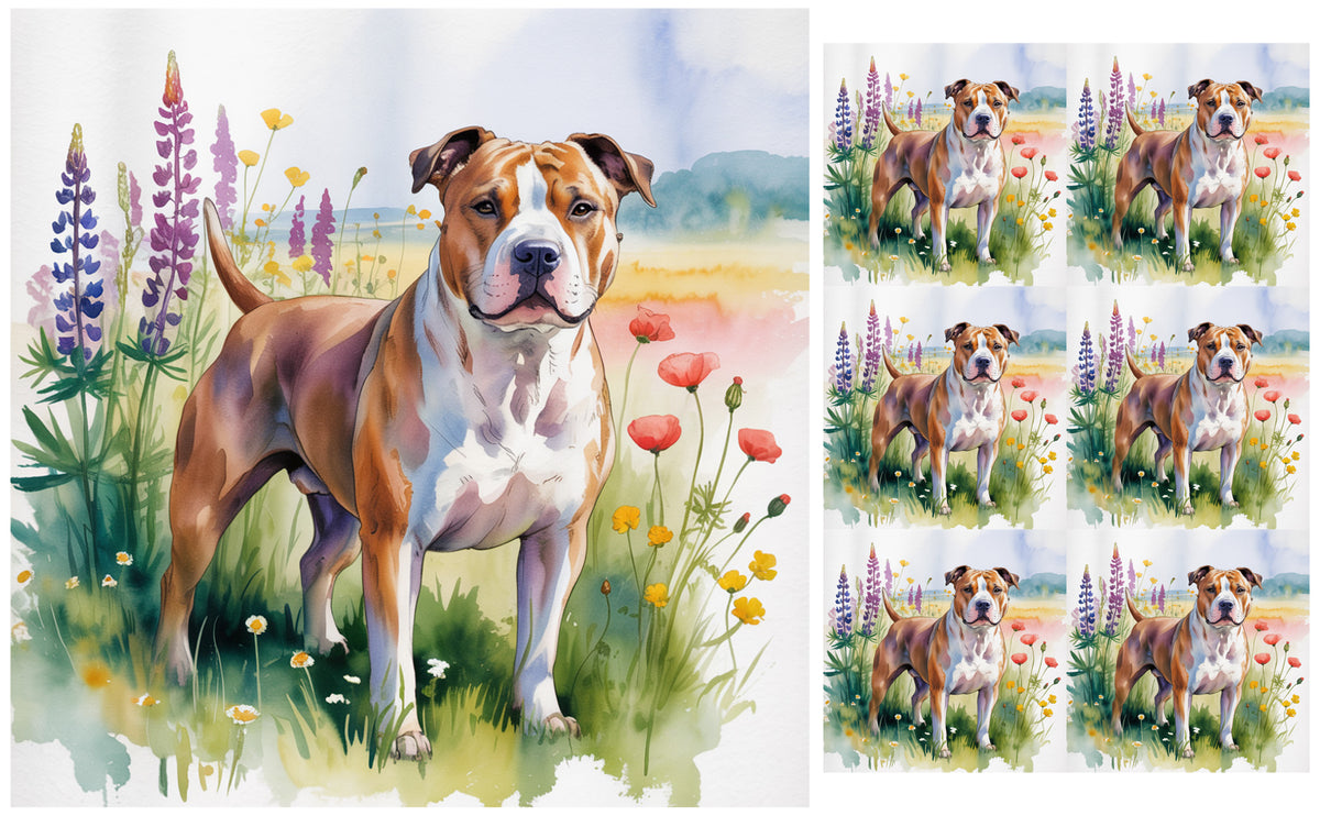 DecoCraft - Scenic Tiles Series - Watercolor Pets - Staffordshire Terrier