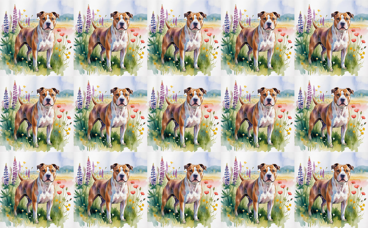 DecoCraft - Scenic Tiles Series - Watercolor Pets - Staffordshire Terrier