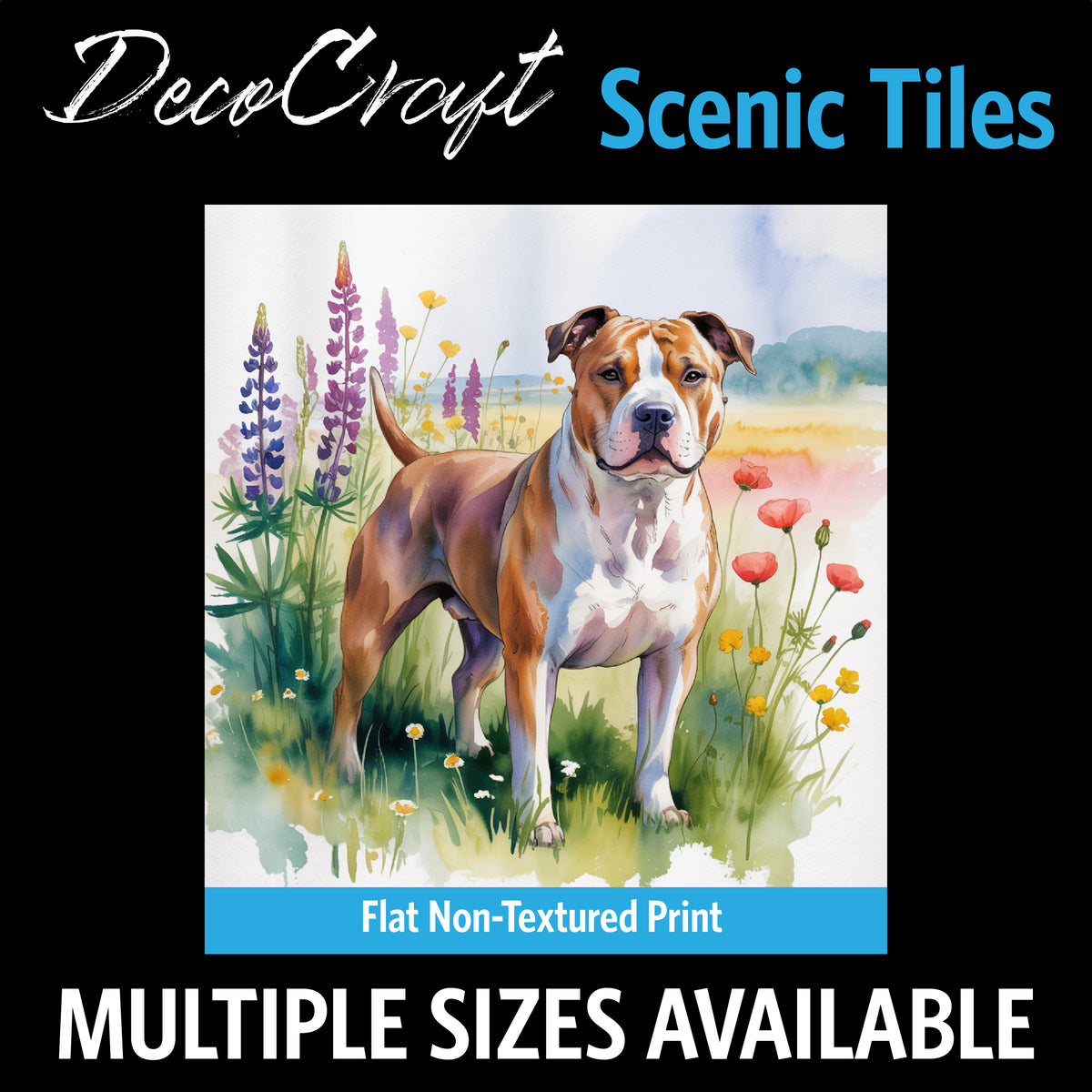 DecoCraft - Scenic Tiles Series - Watercolor Pets - Staffordshire Terrier