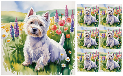 DecoCraft - Scenic Tiles Series - Watercolor Pets - Westie