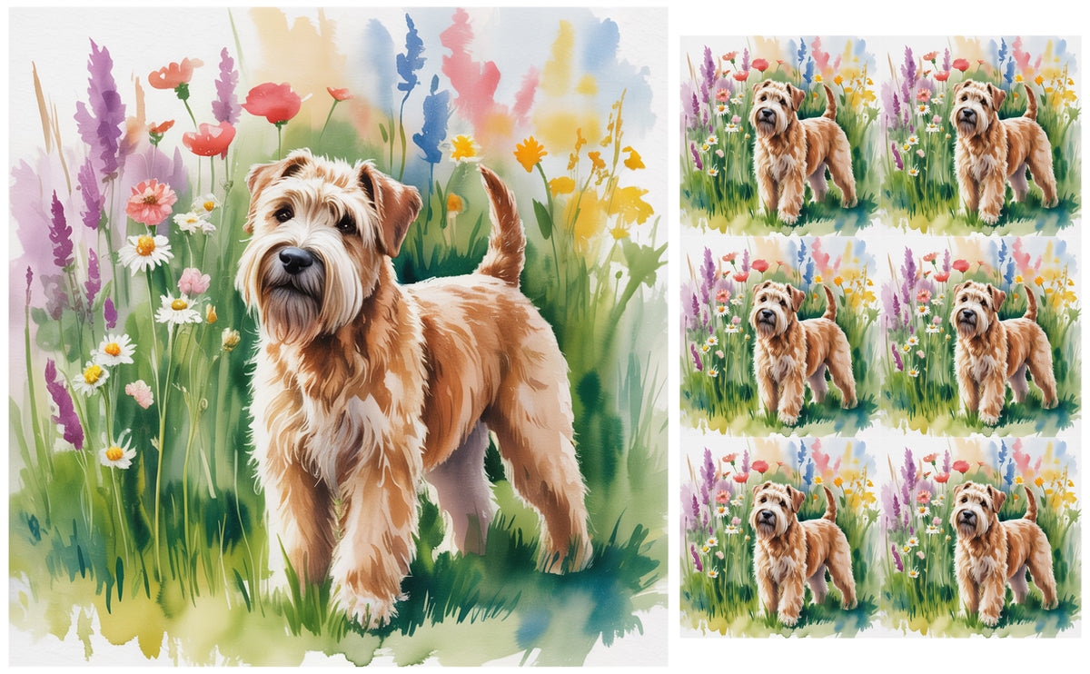 DecoCraft - Scenic Tiles Series - Watercolor Pets - Wheaton Terrier