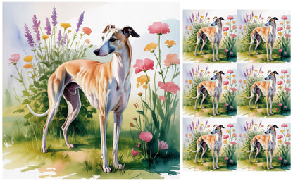 DecoCraft - Scenic Tiles Series - Watercolor Pets - Whippet