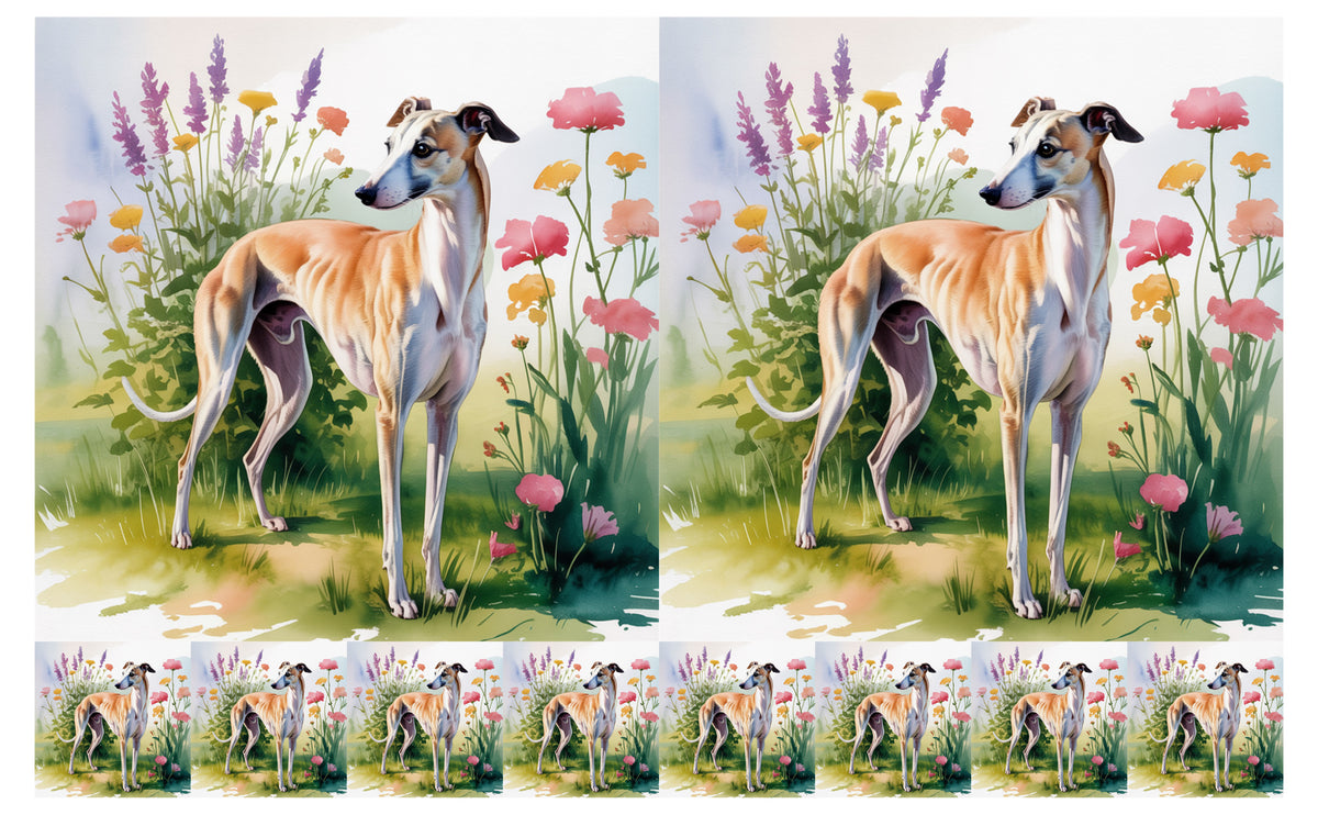 DecoCraft - Scenic Tiles Series - Watercolor Pets - Whippet