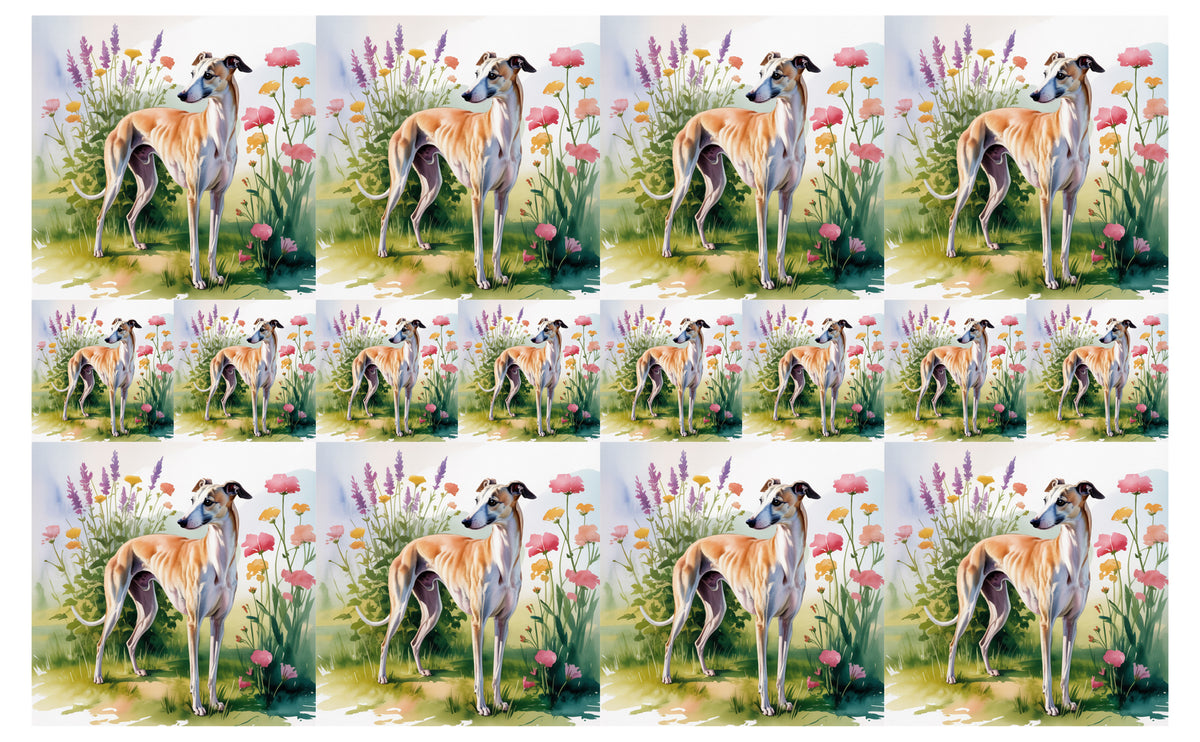 DecoCraft - Scenic Tiles Series - Watercolor Pets - Whippet