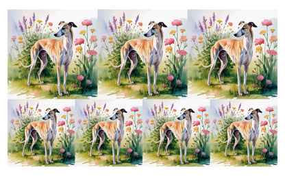 DecoCraft - Scenic Tiles Series - Watercolor Pets - Whippet