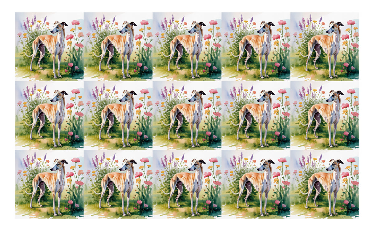 DecoCraft - Scenic Tiles Series - Watercolor Pets - Whippet