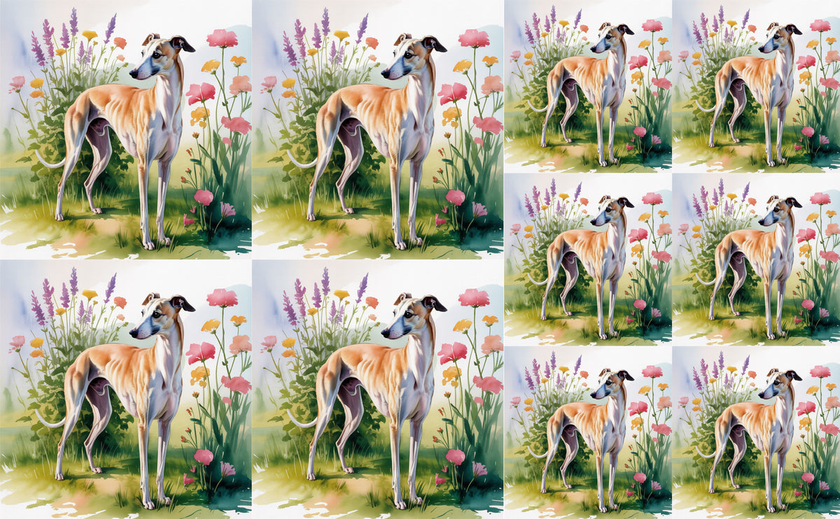 DecoCraft - Scenic Tiles Series - Watercolor Pets - Whippet